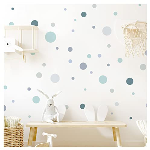 Little Deco Punkte 172 Stück Set Wandsticker für Kinderzimmer Dots Polka Wandtattoo Babyzimmer Klebepunkte Mint grau blau Wandaufkleber DL974