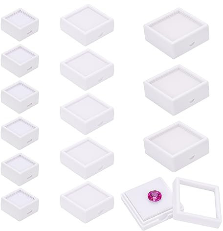 BENECREAT 24 Stück 3 Größen Edelstein-Displayboxen Mit Transparentem Deckel Und Schwamm, Schmuck-Aufbewahrungsbox, Organizer-Etui Für Münzen, Medaillons, Antik, Schmuck