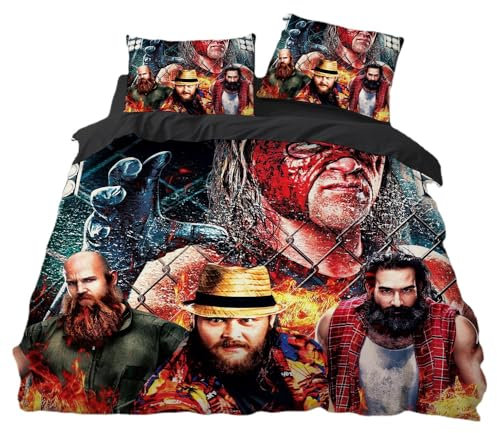 SENTUBILA WWE World Bettwäsche-Set Für Kinder,bettbezug,echtes Wrestling-Schlafzimmer-RoRumble Bettdeckenbezug Für Kinder,Wrestling-Fan (A,135x200cm+80x80cm)