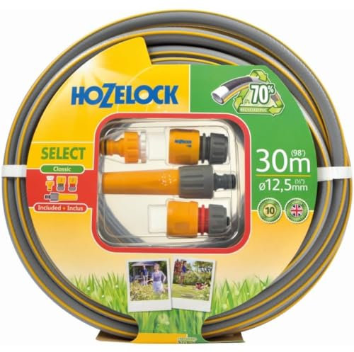 Hozelock 100-100-752 Select Hose 12.5mm x 30m Starter Set Garden, Grey