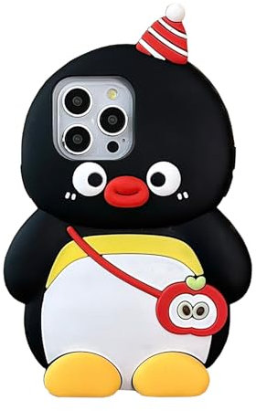 YAKVOOK Bär-Schutzhülle für iPhone 12 Pro Max, Kawaii-Handyhüllen, 3D-Silikon, Cartoon-Pinguin, lustig, niedlich, weiches Gummi, stoßfeste Schutzhülle für Damen und Mädchen für iPhone 12 Pro Max