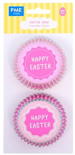 PME Oster Cupcake-Förmchen Folienbeschichtet - Frohe Ostern, 60 Stück