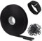 ZEVONDA 10m x 2cm Klettband mit 50 Schnalle - Freie Schnittlänge Klett Kabelbinder Wiederverschließbar, Kabel Klettbinder Klettverschluss Band, Schwarz