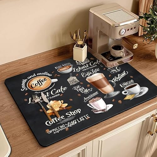 CIOBOAN Absorbierende saugfähige Abtropfmatte für die Küche, Superabsorber Kieselgur Kaffeemaschine Abtropfmatte, Bindet das 1,7-fache des Eigengewichts an Wasser, Sofort DR4050COFE