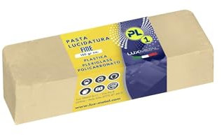 Lux Metal - Pasta de Pulido Abrasiva para Plástico 150 g PL1 Pulido Fino Plexiglás Policarbonato Abrillantador Limpieza de Plásticos Elimina líneas defectuosas Renovar Faros de Coche
