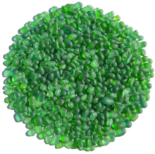 QYGL Seeglassteine, 0,4 kg, grüne Milchglas-Kieselsteine, Edelsteine, perfekt für Aquariumsteine, Aquarienkies, Vasenfüller, DIY Handwerk und Heimdekoration