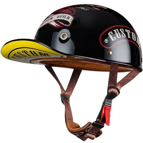 Deutsche Motorrad Halbhelme Mit ECE Zulassung Jethelm Retro Chopper Helm Scooter-Helm Halbschalenhelm Baseball Cap Motorradhelm Für Männer Frauen Chopper Moped Roller-Helm