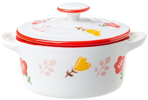 Porzellan Suppenschalen Mit Henkel, 500ML Keramik Suppentassen Zwiebelsuppe Schalen Auflaufform Mit Deckel, Dessertschale Salatschüssel Suppenschüsseln Für Müsli, Nudeln, Chili, Eintopf (D)