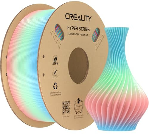Creality, Filament Hyper en PLA, couleur arc-en-ciel, pour imprimante 3D Ender 3 V3 Plus, conçu pour haute vitesse 600 mm/s, bobine de 1 kg, précision dimensionnelle ± 0,03 mm (Spring)