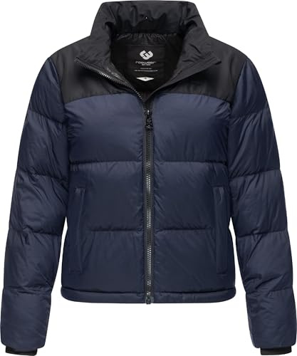 Ragwear Damen kurze Winterjacke warme Colourblocking Steppjacke mit Stehkragen Serah YOUMODO XS-6XL