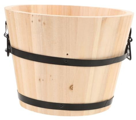 KICHOUSE Sturdy Wooden Food Storage Bucket Rice Steaming Container Rice Bucket Multi-Function