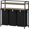 Lifewit Wäschekorb 3 Fächer, 120L/40 x 3L Wäschesammler mit 2 Ablage, Laundry Baskets mit herausziehbaren Säcken, Wäschesortierer für Waschküche Schlafzimmer, Rustikal Braun &Schwarz