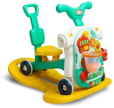 CARETERO - Lauflernhilfe für Babys - Babywalker 5in1 - ab 12 Monaten mit Lerntafel - Spiel und Lauflernwagen - Laufen Lernen und Entwicklung der Feinmotorik - Spielecenter Laufhilfe - Türkis