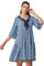 Roman Originals Smock Dress for Women UK Ladies Cotton Summer Embroidered Frilled Tiered Casual Beach Cruise Holiday Cocktail Party 3/4 Sleeve Pull On Gathered Skirt - Navy White - Size 16