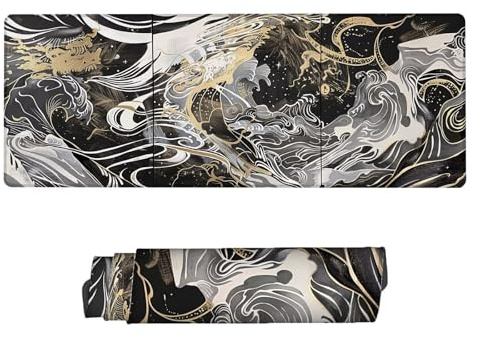 Gelb Mauspad XXL 900 x 400 x 3 mm, Gaming Mousepad Zubehör, Groß Mauspad Abstrakt, Verlängertes Mousepad Gaming Schreibtischunterlage, Wasserdicht Mousepad mit Vernähte Kanten, für Büro, Laptop Q-9