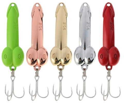 5 Pcs Metal Spoons Spinner Lures with Triple Hooks for Fishing Saltwater Freshwater Trout Bass Salmon