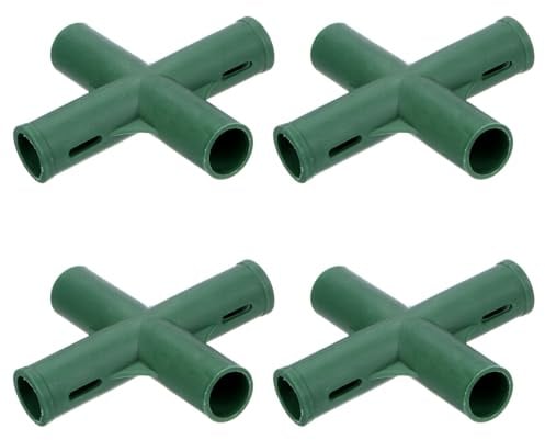 M METERXITY 4pz 19mm Connettori per Costruzione Telaio Serra, Raccordo a 4 Vie per Tubo Piatto per Pergola/Vela Parasole/Giardinaggio Pali Piante, Accessori per Serre [Verde]