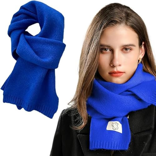 Xifrika Damen-Strickschal ohne Fransen in der Farbe Blau – Weich, Warm, Elegant und Kratzfrei. Winterschal in Größe 160x20 cm für den Alltag.