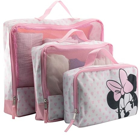 Fast Forward Minnie Mouse 3-teiliges Packwürfel-Set | Minnie Mouse Reisezubehör | Reisetaschen, Gepäck-Organizer für Kinder, Unisex, Minnie Kid Reisegröße Reisewürfel zum Verpacken