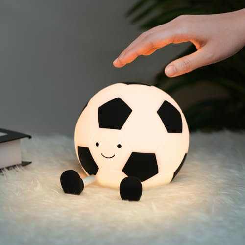Ainiv Fußball Nachtlicht, Soft Silikon Touch LED-Lampe mit Dimmbarkeit und Timer, Tragbare Wiederaufladbare Kinderzimmer Nachttisch-Schlafzimmer Tischdekoration Geburtstags