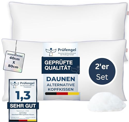 Hatchka 2er Set Daunenalternative Kopfkissen 40x80 - Hochwertige Daunenkissen Alternative Füllung, Kissen Füllung anpassbar, Langlebig & Atmungsaktiv Mikrofaser Kopfkissen für einen erholsamen Schlaf