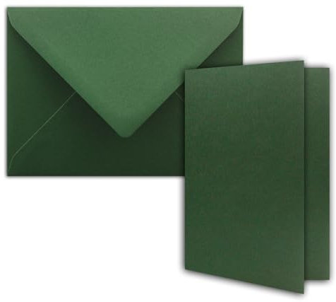 25x DIN B6 Faltkarten Set mit Umschlägen in Moosgrün (Grün) - 120 x 170 mm - ideal für Einladungskarten, Hochzeit, Taufe, Kommunion, Konfirmation - Marke: FarbenFroh