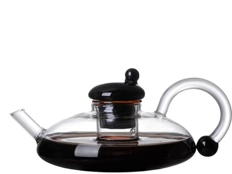 Teekanne Glas Deckel Aus Bambus - Filter Im Auslauf - Für Heiße Und Kalte Getränke - Spülmaschinenfest, Transparent, Kaffee Und Kaltgetränke, Hitzebeständig, Mit Deckel Und Ausguss-Öffnung - Spülmasch