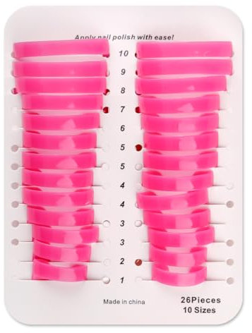 Lotsdonxia 26 Pcs Reusable Nail Polish Protectors – Pink Stencils for DIY Nail Art, Manicure, and Painting Easy-to-Use Mess Saver, Protects Cuticles and Tips