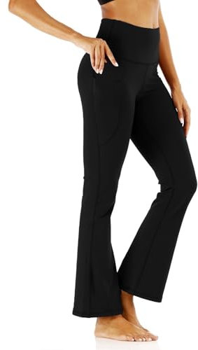 Leggins a Zampa Donna Leggeri Pantaloni Yoga Cotone Comodi Pantalone Flare Con Tasche Eleganti Elegante Pantaloni Lavoro Neri Controllo Della Pancia Leggins Morbidi Per Palestra Casual Jazz Pilates