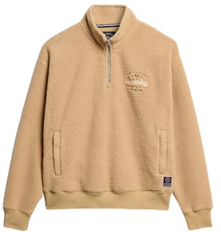 Superdry Damen Country Club Fleece-Sweatshirt mit halblangem Reißverschluss Shaker Beige 40