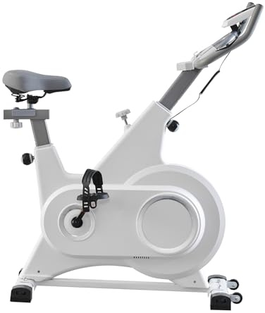 TRIOBLADE Exercise Bike Professional Indoor Cycling Bike Spin Bike for Home Gym Use with Silent Flywheel Belt Drive LCD Monitor Heart Rate Sensor Fitness Stationary Bike 330LBs Capacity (White)