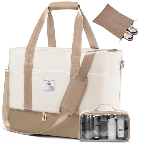 LOVEVOOK Reisetasche Damen, Wasserdicht Weekender Travel Bag mit Schuhfach, Duffle Bag Kliniktasche Geburt Mommy Handgepäck Tasche Saunatasche Gym Sporttasche Schwimmtasche für Reise Ryanair
