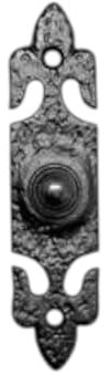 Decorative Cast Iron Push Doorbell, Fleur De LYS Design, Black
