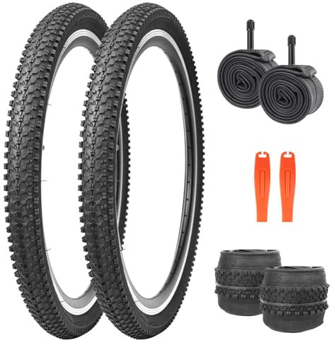 GRELiving Fahrrad Reifen Mantel Fahrradreifen 24/26 x 1.95 Faltreifen für Stadtrad,Kind Mountainbike,Beach Bike (24x1.95 Zoll Reifen-Set)