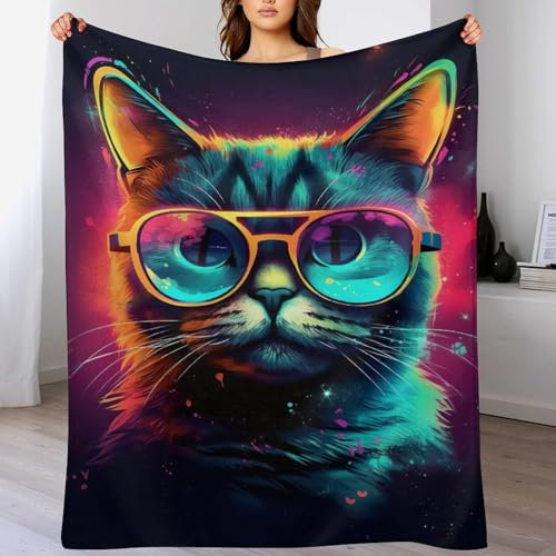 Katze Decke Wohndecke Warm & Kuschelig, Überwurf Ideal Für Draußen, Camping, Couch, Bett, Reisen – Wolldecke （140×180cm）