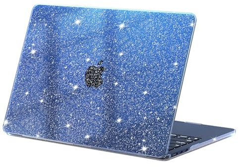 eleger Cover brillantini compatibile con MacBook Air 13 pollici M4 M3 M2 [Colore coordinato con il Mac], modello 2025 2024 2022, Custodia rigida in plastica per MacBook Air 13,6, Mezzanotte