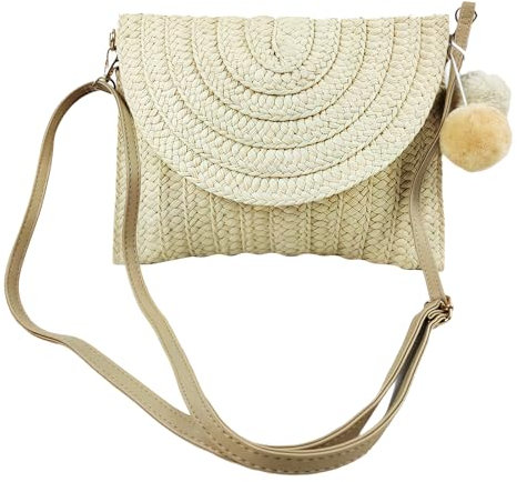 MUNSKT Sac à main à bandoulière de plage en paille fait petit sac bohèmemain pour femmes Sacs à bandoulière de plage d'été