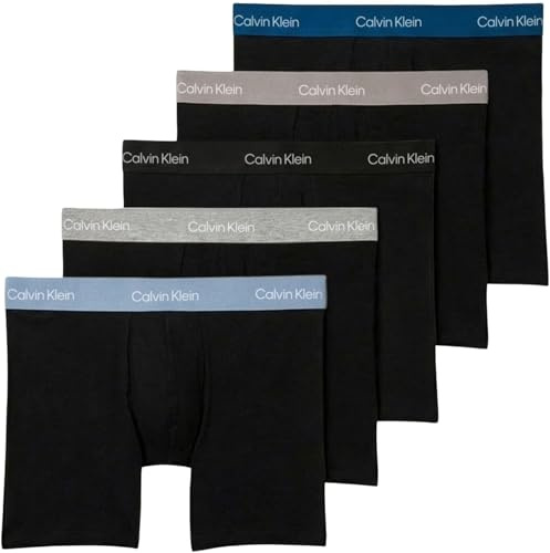 Calvin Klein Men Boxer Brief 5pk Blue (BLK W Classic Blue WB/BLK W PORPOI) L