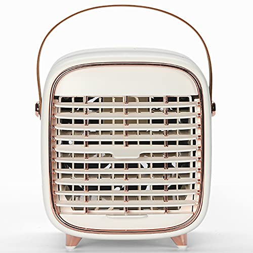 Aire acondicionado portátil, mini enfriador evaporativo 3 en 1, ventilador silencioso recargable por USB para uso doméstico y de oficina, compacto y de bajo consumo (blanco)