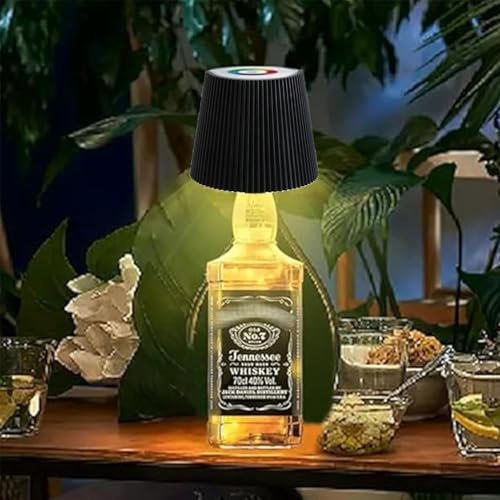 Auirshiky Lampada per bottiglie a batteria, lampada per bottiglie di vino, touch dimmerabile a 3 colori per bottiglie, per interni/esterni, famiglia, ristorante, bar (nero)