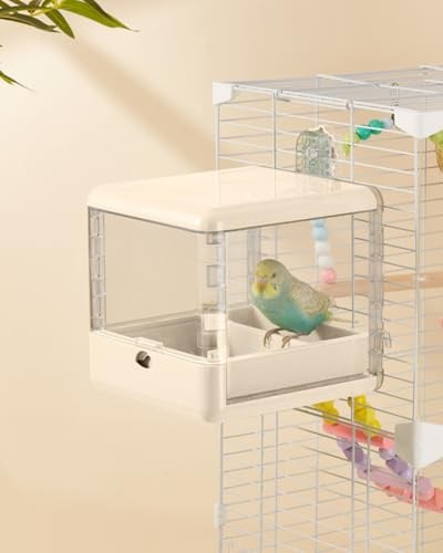 Bagno per uccelli per gabbia, ciotola per uccelli sospesa, accessori per gabbia per uccelli adatti a uccelli di piccole e medie dimensioni, pappagalli, inseparabili, fringuelli, parrocchetti (Bianco)