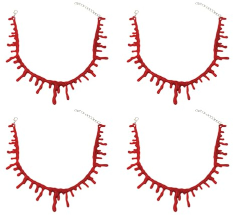 SAIIURV 4 Stück Bluttropfen Halskette Halloween Blutige Choker Halskette Vampir Halskette Halloween Verkleidung Gruselige Horror Party Kostüm Requisite