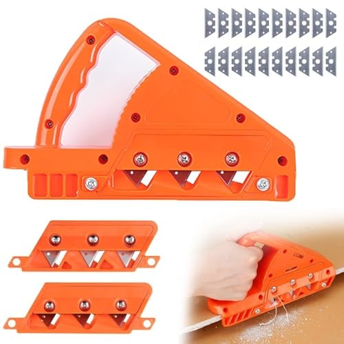 Forbabe Gipskartonplatten Kantenhobel für Gipskarton mit 20 Klingen | Schnellschneider Ersatz Handhobel zum Schneiden Kantenhobel für Gipskarton Schneider mit 45 °+ 60 ° (Orange)