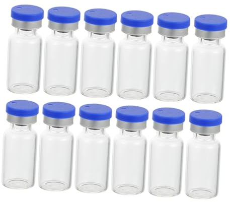 VILLFUL 50 pièces Flacons Échantillons Verre avec Bouchons Silicone Étanches pour Liquides Petites Bouteilles de Stockage Réutilisables pour Chimie et Pharmacie