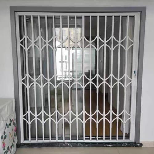 Garde Corps Fenetre Grille de Sécurité pour Fenêtre, Grille Antivol Extensible avec Verrou, Grande Barre de Sécurité pour Porte à Pousser/Tirer(W50xH110cm/20x44in)