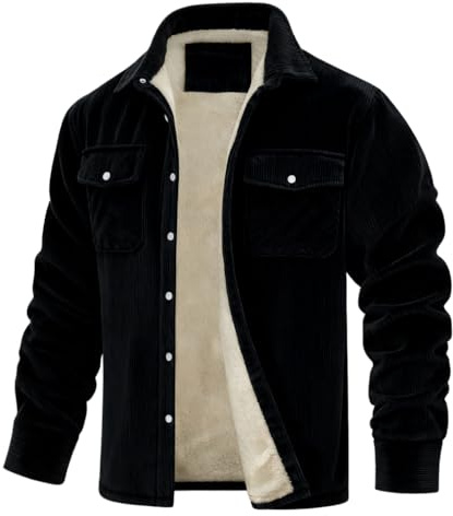 VDDTAGAM Herren Fleece Thermohemd Warm Flanellhemd Holzfällerhemd Winter Innenfleece Jacke Winterjacke Herren Fleecejacke Warm Sherpa Gefüttert Übergangsjacke Outdoorjacke