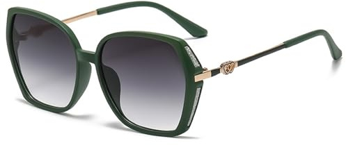 LOJUDI Lunettes de Soleil Femme Grande - Esthétique Papillon Tendance Verre Vintage Protection UV400 Retro sur Lunette de Soleil - Vert