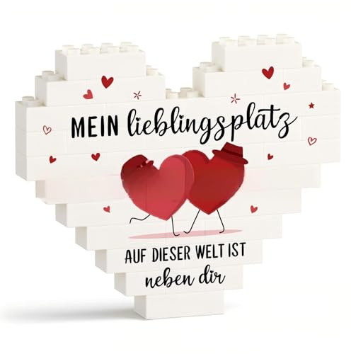 Baustein-Puzzle-Plakette zum Valentinstag, personalisiertes Gedenkgeschenk für Sie und Ihn, 12,8 x 11,2 cm, romantischer Jahrestag und Weihnachten