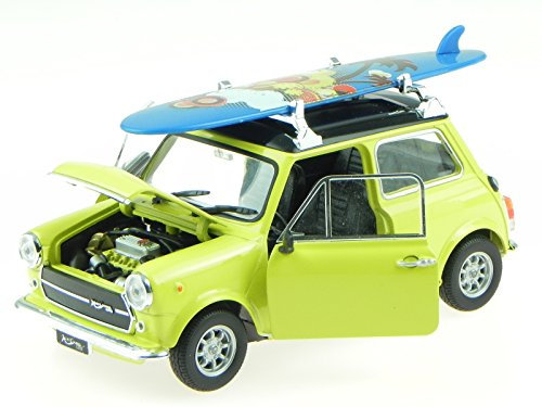 Welly Mini Cooper 1300 gelb mit Surfboard Modellauto 22496 1:24