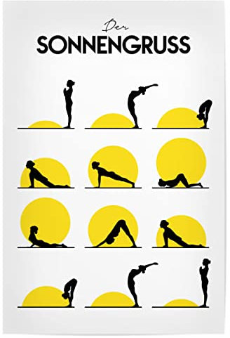 artboxONE Poster 90x60 cm Yoga Menschen Der Sonnengruss hochwertiger Design Kunstdruck - Bild Yoga Mensch positionen